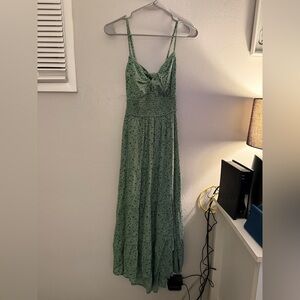 Hollister Green Floral Maxi Dress with Spaghetti Straps